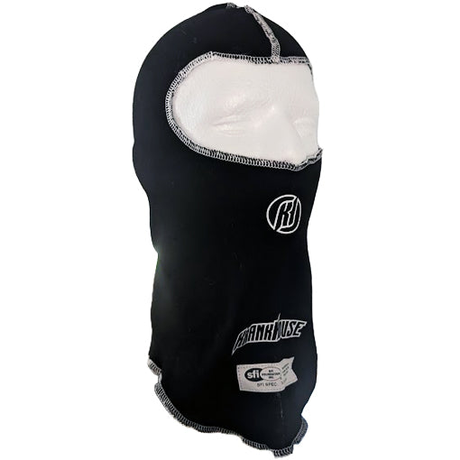 KH Black SFI 3.3 Balaclava with white stitching